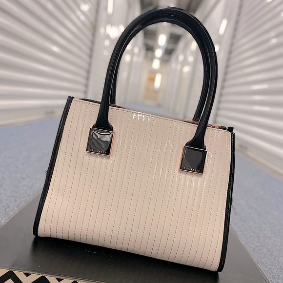 Ted Baker Patent Leather Shoulder Bag Black White - Picture 1 of 9